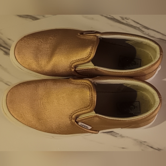 Vans Classic Slip On Metallic Rose Gold Skate Sneakers Size 5 - Picture 3 of 7